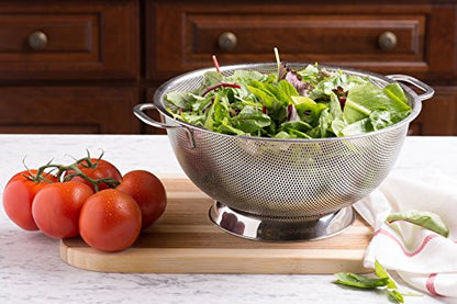 Bellemain 3 Qt Metal Colander with Handle | Pasta, Spaghetti, Berry, Fruit, Vegetable, Kitchen Food Strainer Basket | Premium Stainless Steel Colander Bowl | Pot Drainer for Cooking, Sifter Strainer - size: 3-Quart