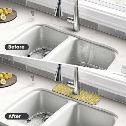 Cheese Faucet Mat For Kitchen Sink, Absorbent Countertop Protector, Quick Dry Sink Splash Guard Pad, Waterproof Draining Mat 15" X 5.5" - color: Style 1