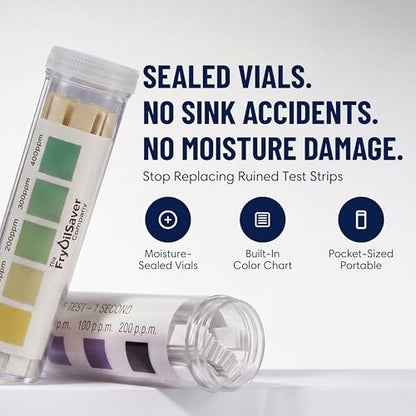 Restaurant Sanitizer Test Kit Combo, 10 x Vial of 100 Strips Each QR5 Quat Sanitizer 0-400PPM & Chlorine Test Strip 0-200PPM Testing Kit for Food Service, Bar & Restaurants Supplies by FryOilSaver Co.