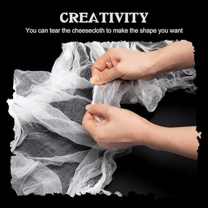 White Cheesecloth, Halloween Decoration Creepy Cloth, 36x360 inches, Absorbent Bleached Cheese Cloth for Event Decoration, Also for Cheese Making, Cooking, Yoghurt & Tofu