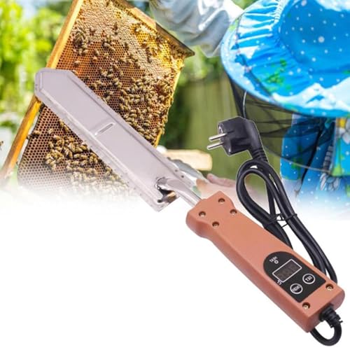 Electric Honey Uncapping Knife, Stainless Steel Electric Honey Cutter, 50-180℃ Temperature Control, Wood Handle Stainless Steel Blade, Digital Display for Professional Beekeeper