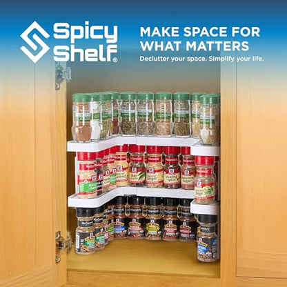 Spicy Shelf 3.0 - Expandable 2 Tiered Spice Rack Organizer for Cabinet & Pantry - Kitchen Seasoning Organizer - Cabinet Spice Racks for Inside Cabinets (Spicy Shelf Premium) - Home Organization