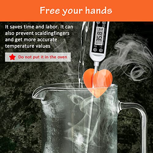 Windspeed Thermometer Pot Clip Holder(No Thermometer Include), 2Pcs Candy Thermometer Pot Clip Holder for Digital Thermometer Holder for Candle Soap Jam Candy Milk Chocolate Cooking - color: Orange