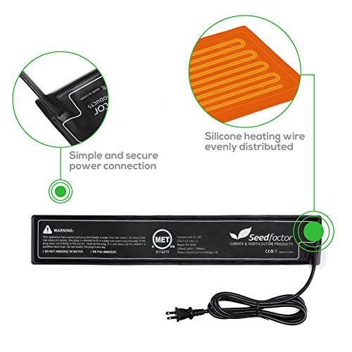 MET Certified Seedling Heat Mat, Seedfactor Waterproof Durable Germination Station Heat Mat, Warm Hydroponic Heating Pad for Indoor Home Gardening Seed Starter(3.5" X 21") - size: 1 Pack-3.5" X 21"