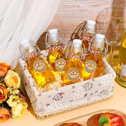 FoldTier 48 Pcs Mini Flip Top Glass Bottle Flip Top for Homemade Vanilla Limoncello Extract Bottles with Caps Stickers for Holiday DIY Crafts Wedding Baby Shower Favors(4 oz) - size: 4 oz