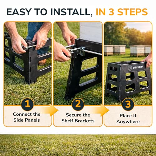 SunVara Bee Hive Stand 10 Frame for Beekeeper Hive Stands Beehive Stand Bee Keeper Hive Stand Beekeeping Frame Rest Ideal for Beehive Support Hive Stands for 10 Frame Hives - size: Pack of 1