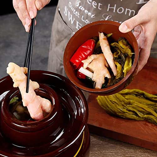 Ceramic Pickle Jar with Lids,Large Traditional Chinese Porcelain Pickle Jar Pickling Jars,Ceramic Fermentation Crock with Water Seal Airlock Lid,Sauerkraut Crock L (Large - size: Large