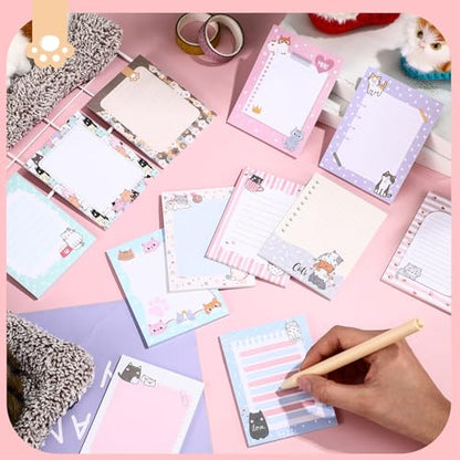 Chiisong 12 Pieces Cats Sticky Notes Cute Cat Gift Self Stick Notepads 3x4 Inch Kawaii Memo Notes for Animal Lover Cartoon Animal to Do List for Office Home Supplies Roommates Gift - style: Cat Style
