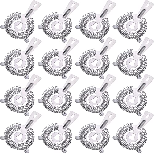 16 Pcs Bar Bartender Strainer Stainless Cocktail Strainers Steel Drink 5.5 in Silver Shaker Ice Bar Shelf for Hawthorne Bartenders Mixologists Drinking Water Filtering