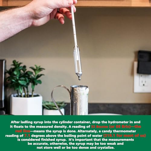 Maple Syrup Hydrometer Test Cup Kit - Maple Syrup Density Kit, Baume and Brix Scale, Stainless Steel Maple Syrup Kit with Cleaning Brush - Calibrated to Create Pure Maple Syrup