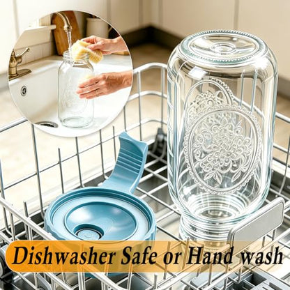 Mason Jar Pitcher 64 Oz With Pour Spout Lid Wide Mouth Glass Water Pitcher | Airtight & Leakproof Water Jug With Ergonomic Handle And Flip Cap Lid For Iced Tea Cold Brew Coffee Juice Lemonade Beverages - color: 64 OZ