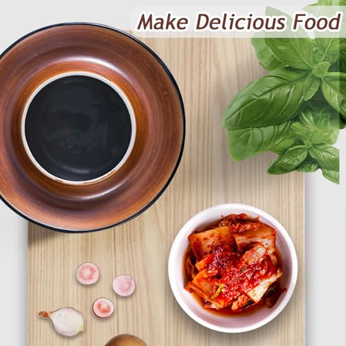 Traditional Chinese Porcelain Pickle Jar, Ceramic Fermenting Jar with Water Seal Airlock Lid, Turnip Kimchi Sauerkraut Fermentation Crock Pickling Pot(3.5kg, BlueA) - color: Bluea, size: 3.5kg