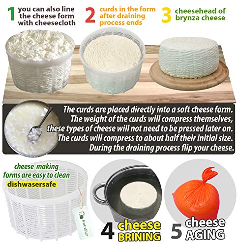 6 pcs Soft Cheese Mold for Cheese Making 1.25QT - Small Cheese Mold - Homemade Cheese Making Supplies - Cream Cheese Form Mold - Molde Para Queso Fresco Casero - Feta Ricotta Cheese Making Basket