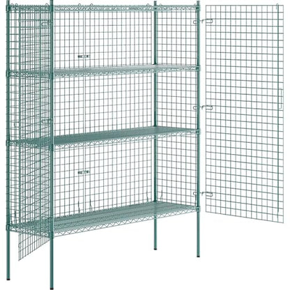 18" x 60" x 74" NSF Heavy Duty Green Epoxy Wire Shelves with Security Cage Kit, 4 Tier Metal Commercial Storage Rack - color: Green, size: 18" x 60" x 74"