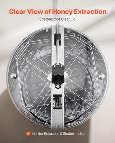 VEVOR Honey Extractor, 4/8 Frame Manual Honey Extractor with Transparent Lid, Stainless Steel Honeycomb Drum Spinner with Height Adjustable Stand, Honeycomb Extraction Equipment for Beekeeping - style: 8 Frame Rack(4 Deep Frames)