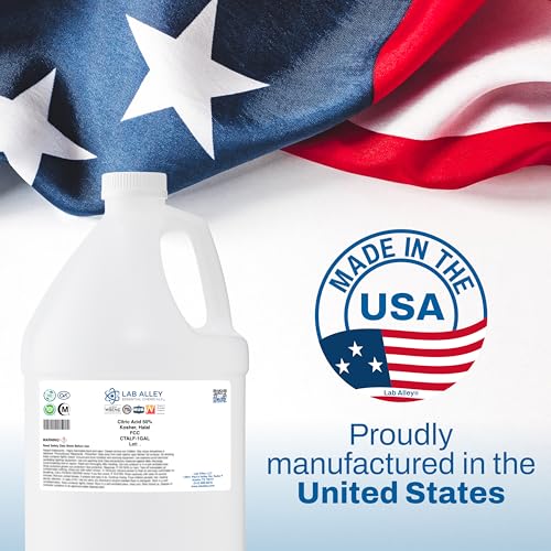 Lab Alley Citric Acid 50% Solution, FCC/Food Grade, Kosher Certified, Great for Cooking and Cleaning - 2 Gallons - size: 2 Gallons