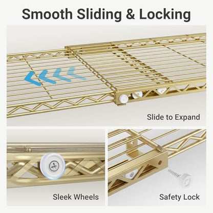 VIPEK X1 Expandable Clothes Rack Heavy Duty Adjustable from 2' to 3'5" with Adjustable Shelves and Hanger Rods, Reach-in & Walk-in Closets Metal Garment Racks Portable Closet, Gold - color: Gold, size: X1