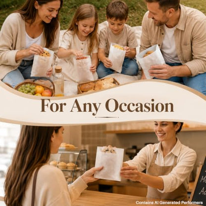 MAQIHAN 100 Wax Paper Sandwich Bags - 6"x8" Glassine Bags, Translucent Envelopes for Food Take Out, Snack, Bakery, Cookies, Treats, Sandwiches, Soaps, Gift Card Packaging - size: 6x8"