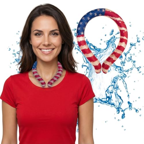 Neck Cooling Tube for Heat Relief | Reusable Cooling Neck Ring | Wearable Ice Pack for Hot Weather | Ice Wrap for Sports and Hiking | Personal Cooler for Temperature Regulation (Stars and Stripes) - color: Stars and Stripes