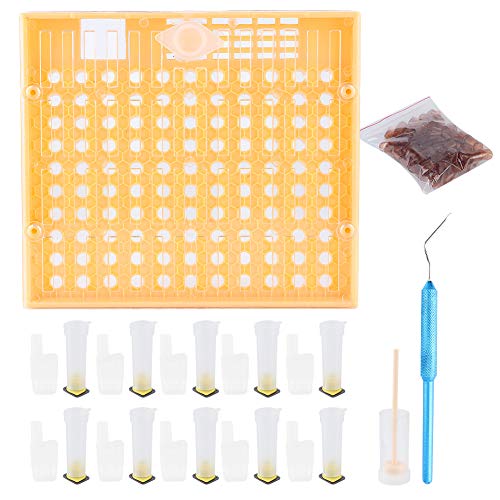 Queen Rearing System Kit | 110 Plastic Cell Cups Grafting - Innovative Design | Queen Cage & Breeding Box for Beekeeping/Apiary Management | Reusable Tools