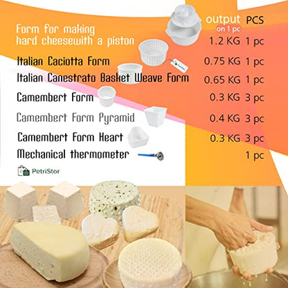 16 pcs Cheese Making Kit for Beginners - Soft Cheese Form Molds for Cheese Making + Thermometer + Hard Cheese Mold with a Follower - Cheese Making Supplies - Moldes Para Queso Fresco Casero №5