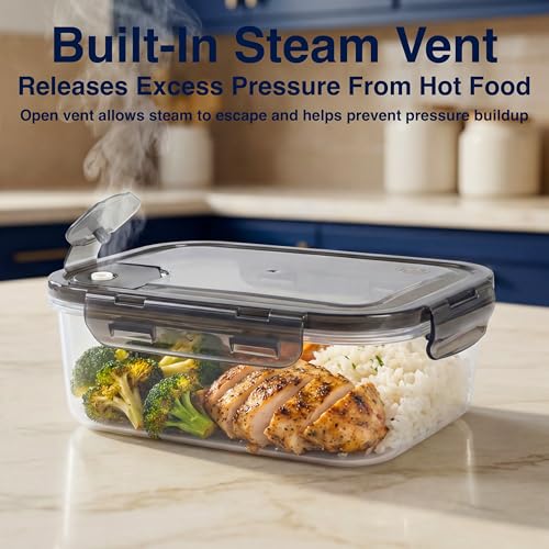 BPA-Free Plastic Airtight Food Storage Containers with Vented Lids, 4-Pack (5.9 Cups Each) for Meal Prep and Leftovers - size: Pack of 4 (5.9 Cup)