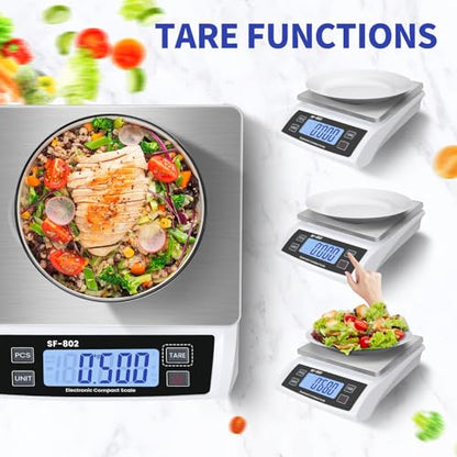 Large Digital Kitchen Scale 30kg/66lb Food Scale for Baking Cooking Stainless Bread Scale with LCD Display Counting Scales for Coins Adapter Included(Stainless White) - color: Stainless white