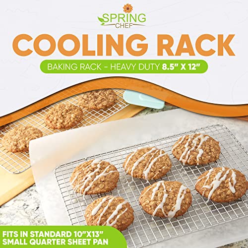 Spring Chef 8.5 x 12 Inch Stainless Steel Cooling Rack for Cooking and Baking - Oven Safe Cookie Cooling Rack - Fits Small Quarter Sheet Pan - Dishwasher Safe - size: 8.5"x12", style: 1 Pack