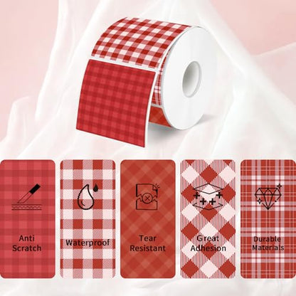 Thermal Labels Stickers 2" x 2", Red Self-Adhesive Waterproof Square Christmas Direct Thermal Labels Stickers, Perforation Line Design- 300 Sheets - color: Red, size: Square 2'' X 2''