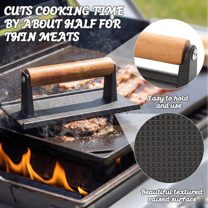 14 Inch Large Melting Dome and Grill Press Kit, 4 Pcs Griddle Accessories Set, Stainless Steel Cheese Basting Cover, Burger Bacon Press, 2 Cooling Racks for Flat Top Grill Indoor Outdoor