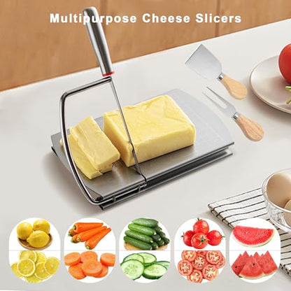 Cheese Slicer with 2 PCS Knife, Multipurpose Cheese Cutter Stainless Steel Cheese Slicers with 2 PCS Cheese Knives Set - size: Cheese Slicer with 2 Cheese Knives