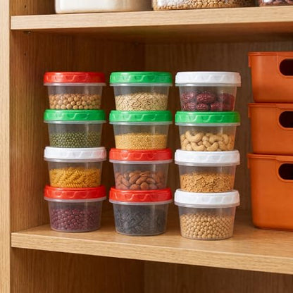 EONJOE 8oz Small Plastic Freezer Food Containers with Lids, 1 Cup, 12pcs | Airtight & BPA-free for fresh food. Dishwasher/freezer safe, perfect for daily meal prep, portion control,snacks on-the-go. - size: 8oz