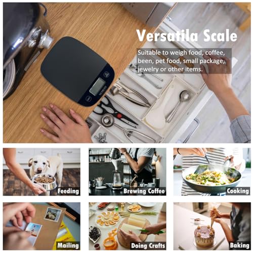 NUTRI FIT Food Scale for Kitchen Scales Digital Weight Grams and Ounces, Baking Scale Accurate for Weight Loss, Cooking, Coffee, Keto Diet, Meal Prep, 0.1oz Ultra Slim Smart Tare Black - color: Carbon Black