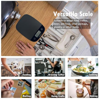 NUTRI FIT Food Scale for Kitchen Scales Digital Weight Grams and Ounces, Baking Scale Accurate for Weight Loss, Cooking, Coffee, Keto Diet, Meal Prep, 0.1oz Ultra Slim Smart Tare Black - color: Carbon Black