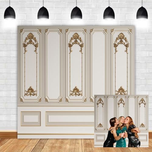 Leyiyi 10x10ft European Style Vintage Room Inside Backdrop European Frame Modern House Classic French Castle Cementery Wall Retro Style Photo Background Cowboy Kids Birthday Portrait Studio Props - color: Grey, size: 10x10ft