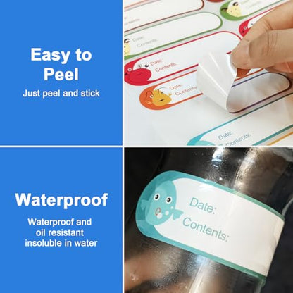 512pcs 1" x 4" Baby Milk Bottle Labels to Write On, No Residue Food Storage Labels for Kitchen, Mason Jar Labels, Freezer Labels Removable, Food Labels Cartoon Waterproof - color: Baby - 8 Colors