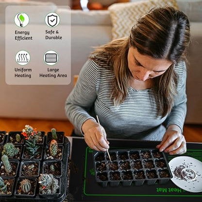 LOCONHA Seedling Heat Mat for Seed Starting,10" x 20.75" Waterproof Heating Pad for Indoor Plants Germination (Black 4 Pack) - color: Black 4 Pack