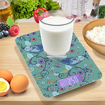 Food Scale Kitchen Digital Scale Food Ounces and Grams Dieting Baking Cooking Waterproof Glass Panels LCD Display,4 Units Scale Tare Function Bird - color: Bird 31