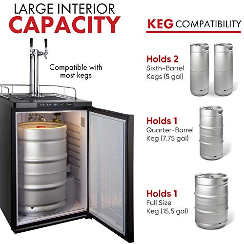 Kegco HBK309X-2 Keg Dispenser, 2 faucet without keg Black Stainless Steel - color: Black Stainless Steel, size: 2 Tap