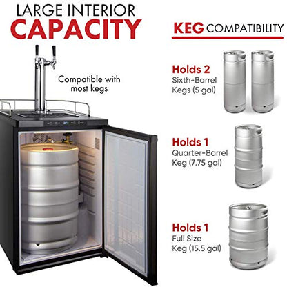 Kegco HBK309X-2 Keg Dispenser, 2 faucet without keg Black Stainless Steel - color: Black Stainless Steel, size: 2 Tap