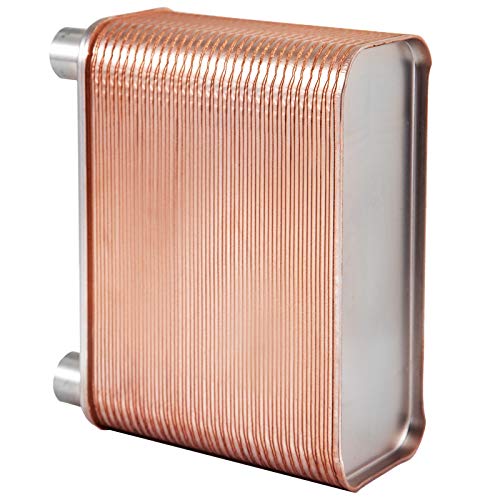 BestEquip Heat Exchanger 3"x7.5" 60 Plates Brazed Plate Heat Exchanger 316L 1/2" BSP FPT Heat Exchanger EATB12 Beer Wort Chiller for Hydronic Heating - size: 60