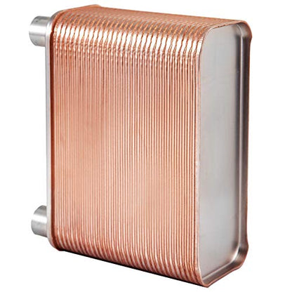 BestEquip Heat Exchanger 3"x7.5" 60 Plates Brazed Plate Heat Exchanger 316L 1/2" BSP FPT Heat Exchanger EATB12 Beer Wort Chiller for Hydronic Heating - size: 60