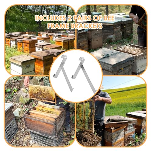 2 Pairs Beehive Frame Holder, Beehive Frame Rack Stainless Steel Large Capacity Bee hive Frame Support Rack Stand for Home Beekeeping Honey Harvesting and Inspection