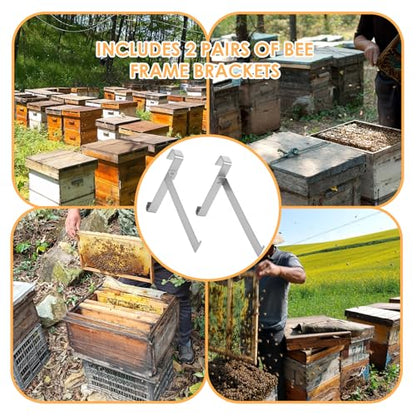 2 Pairs Beehive Frame Holder, Beehive Frame Rack Stainless Steel Large Capacity Bee hive Frame Support Rack Stand for Home Beekeeping Honey Harvesting and Inspection