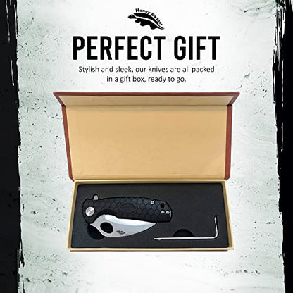 Honey Badger Pocket Knife, EDC Claw Hawkbill Folding Utility Knife, EDC Knife with Stainless Steel Blade, Claw Pocket Knives, Reversible Pocket Clip - 3.4" (Claw Serrated Large Black) - color: Large Claw Serrated Black