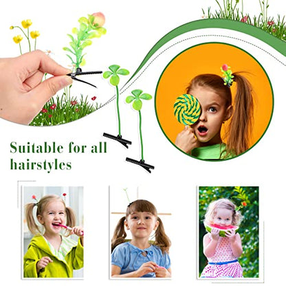 30 Pcs Mixed Style Hair Clips for Women & Girls - Bean Sprout, Flower, Grass, Butterfly Hairpins & Barrettes - Great for School, Home, Party, Christmas - style: Plant