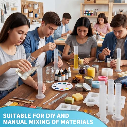 Xuhal 30 Pack 100ml Transparent Plastic Graduated Cylinder Bulk, Measuring Cylinder Set 2-sided Marking Clear Plastic Lab Cylinders Science Measuring Cylinders Spour Spout for Science Laboratory Use