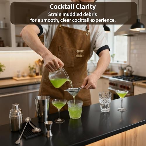 Luckyiren 2-Pack Stainless Steel Fine Mesh Strainer – 3.35 Inch Tea & Coffee Sieve with Handle for Food, Liquid, & Cocktail – Dishwasher Safe - size: 3.35 in + 3.35 in