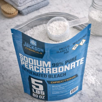 Sodium Percarbonate 5 lb – Chlorine-Free Laundry Booster, Eco-Friendly Stain & Odor Remover, Multipurpose Cleaner - Oxygenated Bleach Powder