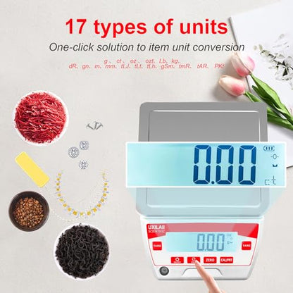 Lab Scale 3200g x 0.01g High Precision Electronic Analytical Balance 0.01g Accuracy Laboratory Balance Digtal Scale Gram Scale Jewelry Scale with 1Kg Calibration Weight - size: 3200g0.01g